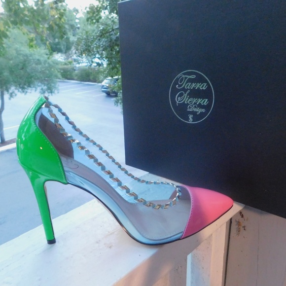 TARRASIERRA DESIGN Shoes - Light Pink and Green Pumps